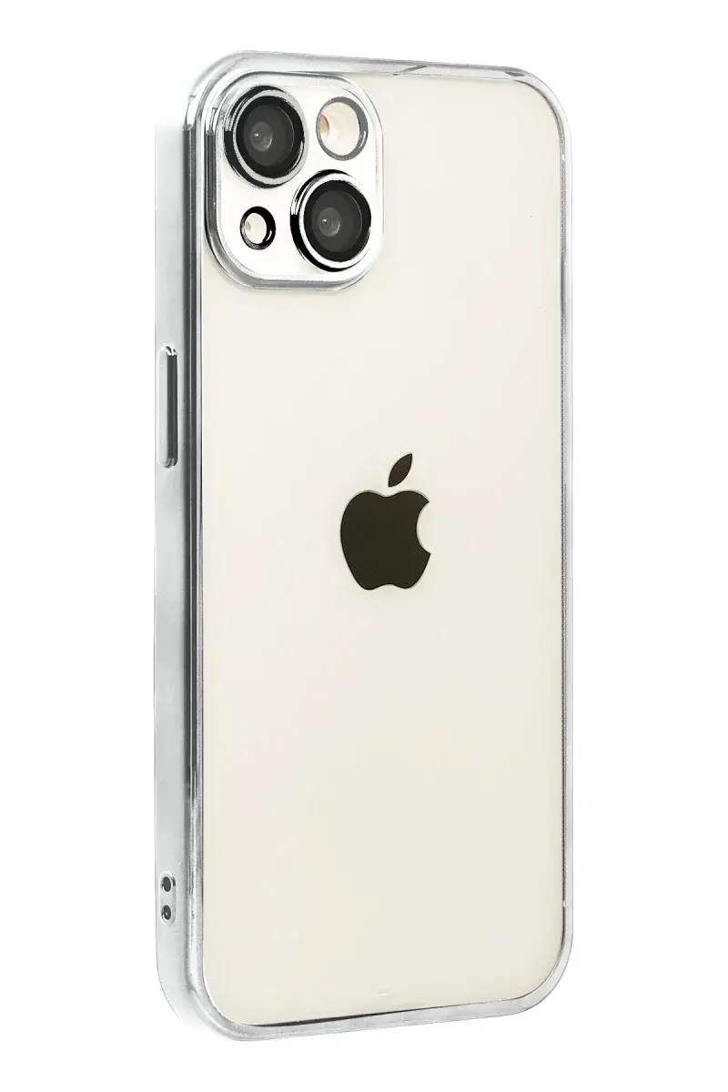 Apple iPhone 15 Razer Lensli Silikon - Gümüş