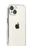 Apple iPhone 15 Razer Lensli Silikon - Gümüş-2
