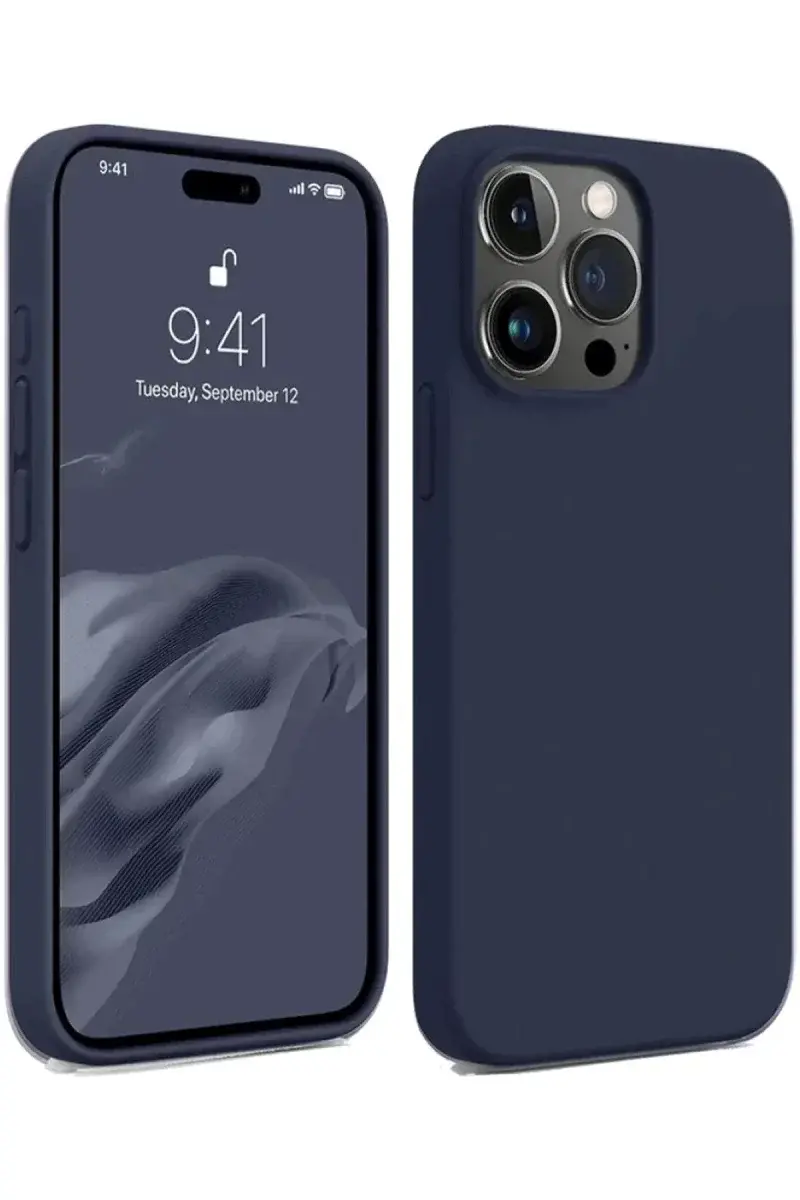 Apple iPhone 15 Pro Max Kılıf First Silikon - Lacivert