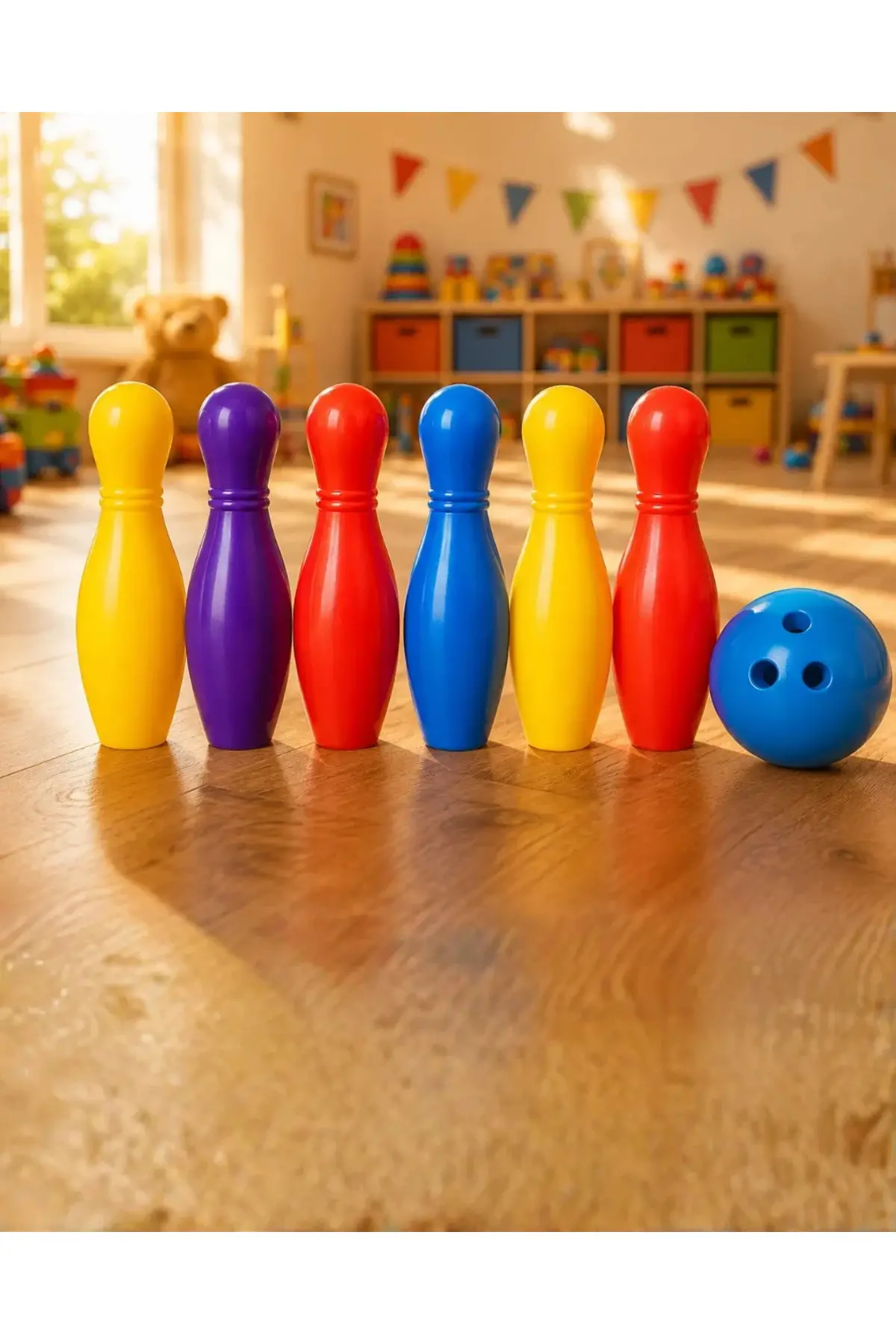 Renkli Bowling Seti Çocuk Aktivite Oyunu Motor Beceri Geliştirici