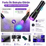 365nm UV Siyah Işık El Feneri – 20W Güçlü LED, Type-C Şarjlı, IP65 Dayanıklı Gövde-2