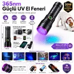 365nm UV Siyah Işık El Feneri – 20W Güçlü LED, Type-C Şarjlı, IP65 Dayanıklı Gövde-4