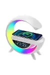 RGB Gece Lambalı Kablosuz Şarj Cihazlı Bluetooth Hoparlör Dijital Saat-2