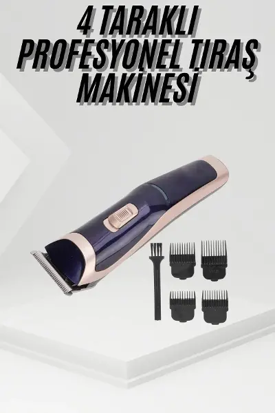 Tıraş Makinesi 4 Başlıklı Paslanmaz Çelik Bıçaklı Tüm Saç Tiplerine Uygun