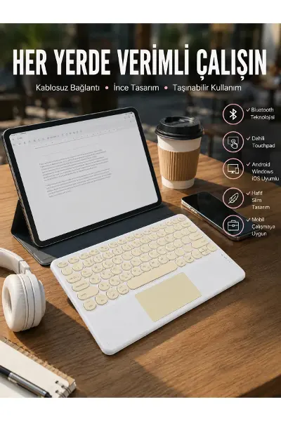 Touchpad Uyumlu Bluetooth Klavye Slim Kablosuz Wifi Q Klavye