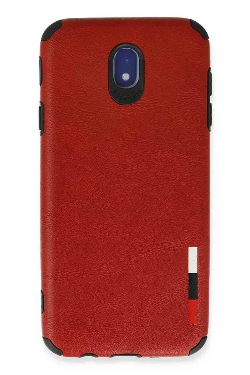 Samsung Galaxy J7 Pro / J730 Kılıf Loop Deri Silikon - Kırmızı