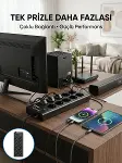 10 Prizli USB Destekli Çoklu Priz Type-C Şarj Girişli Güvenli Güç Ünitesi-1