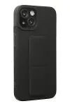 Apple iPhone 14 Plus Kılıf Mega Standlı Silikon - Siyah-2