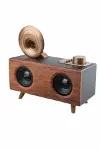 Bluetooth Nostalji Speaker Radyo Gramofon Ahşap Renk Vintage-3