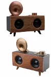 Bluetooth Nostalji Speaker Radyo Gramofon Ahşap Renk Vintage-4