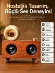 Bluetooth Nostalji Speaker Radyo Gramofon Ahşap Renk Vintage-1