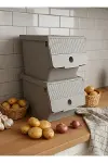 Vizon 2'Li 13,5 LT Modubox Kayar Kapaklı Saklama Kabı & Patates Soğan Kovası & Erzak Kutusu-1