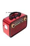 Nostaljik Görünümlü Ahşap Radyo TF SD USB Girişli Led Fener Işıklı-3