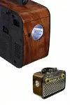 Nostaljik Görünümlü Ahşap Radyo TF SD USB Girişli Led Fener Işıklı-4