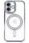 Apple iPhone 16 Kılıf Joke Simli Magneticsafe Kılıf - Mavi-2