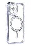 Apple iPhone 16 Kılıf Joke Simli Magneticsafe Kılıf - Mavi-3