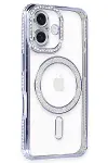 Apple iPhone 16 Kılıf Joke Simli Magneticsafe Kılıf - Mavi-1