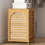 Kalın Ahşap Bambu Kirli Çamaşır Sepeti Kumaş Çantalı SEPET=43X33X67CM-1