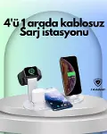 iPhone, Apple Watch ve AirPods ile Uyumlu 4'ü 1 Arada Şarj Ünitesi – Tüm Apple Cihazları Tek Noktada-1