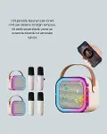 LED Işıklı Taşınabilir Karaoke Hoparlör – USB & AUX Girişli-4