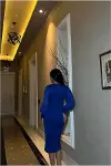 Kadın Şık Detay Saten Kumaş Kare Yaka Balık Kesim Abiye Elbise-6