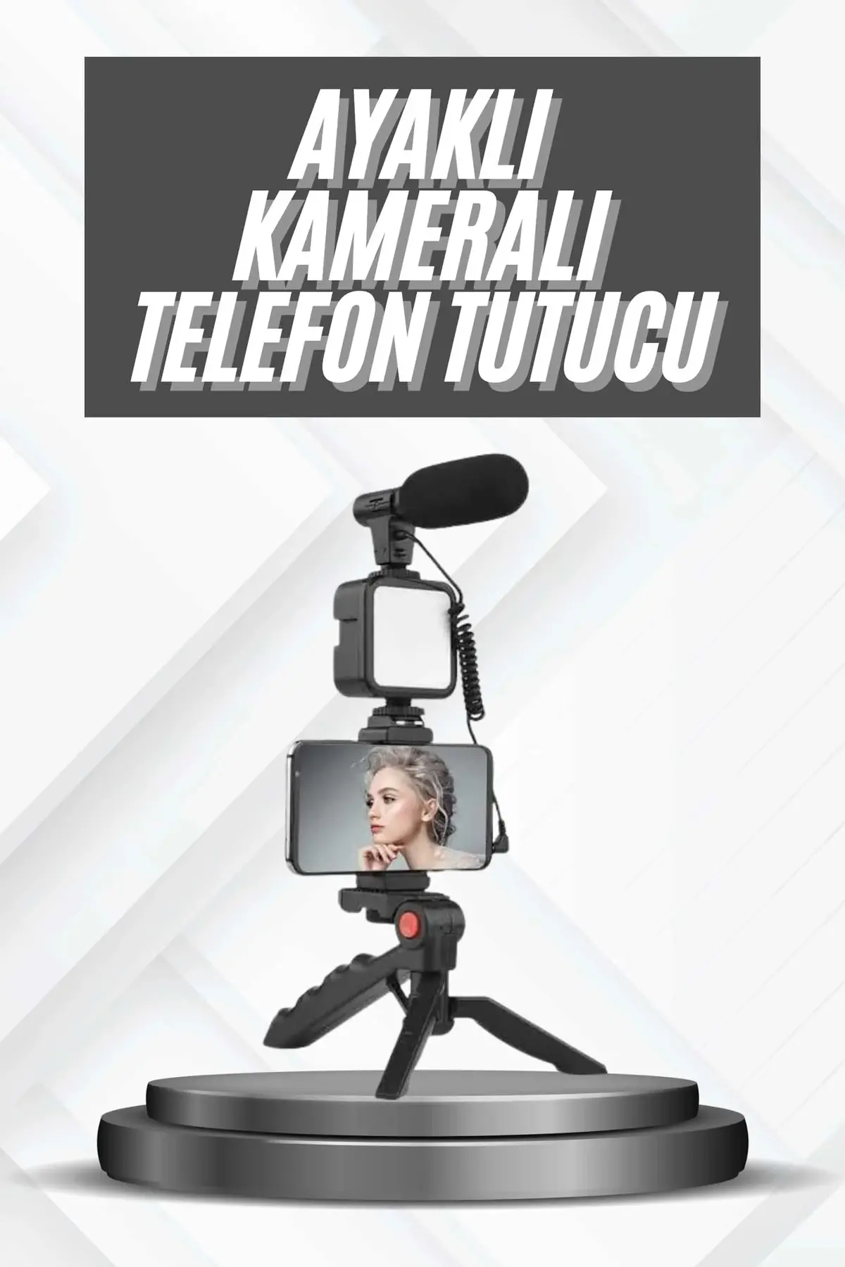 Telefon Tutucu krofonlu Işıklı Youtuber Video Kayıt