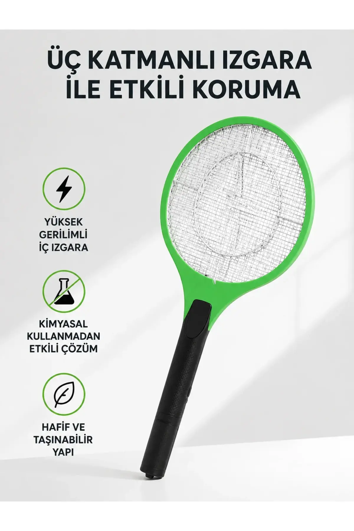 Yüksek Gerilimli Elektronik Sinek Raket – Sessiz, Kimyasız ve Güvenli Kullanım