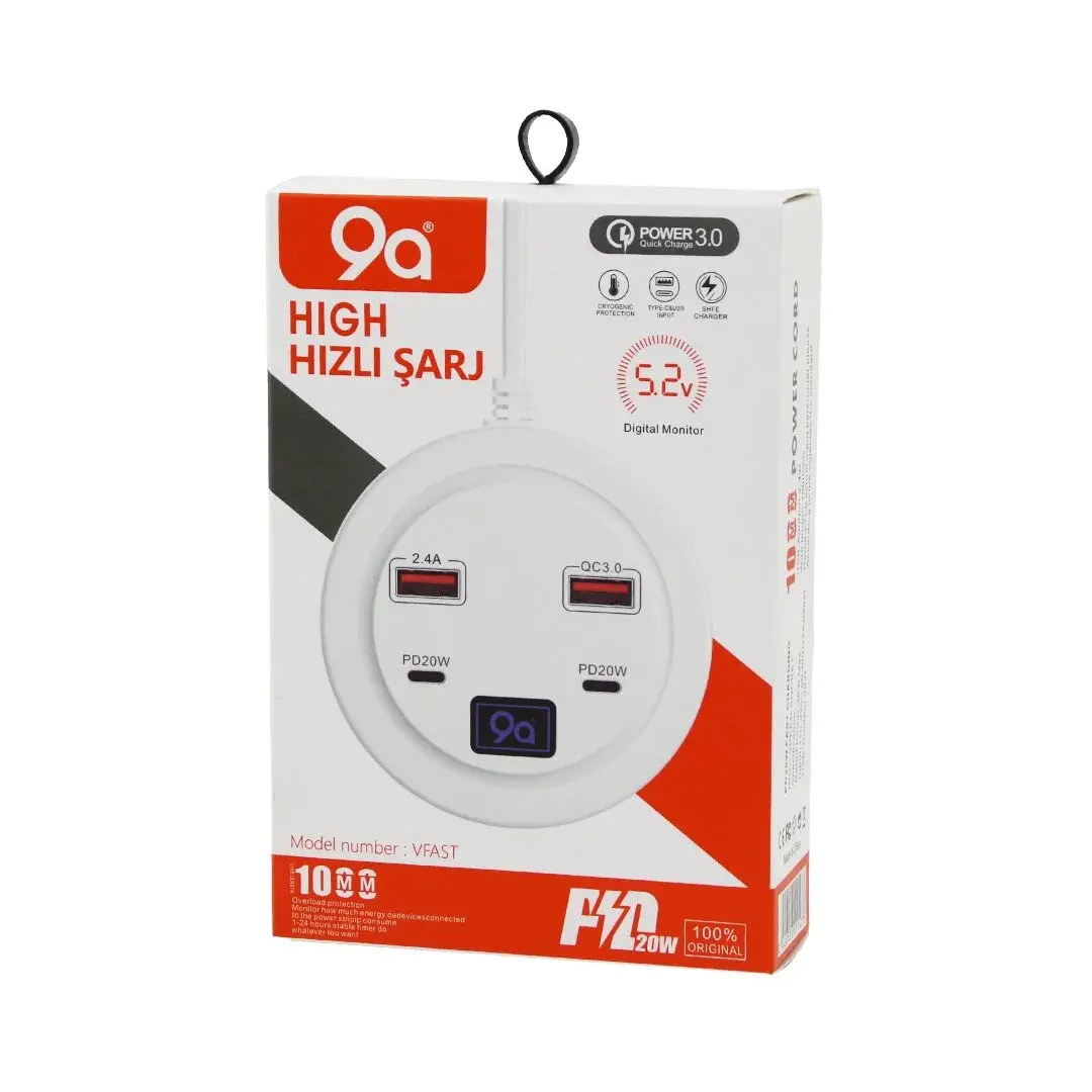 Hıgh Power 3.0 Vfast KY-100 Çoklu= 4 Lü Hızlı Şarj Seti 2AD -PD20W=TYPE-C - 2.1A + QC3.0= Usb 2.4W