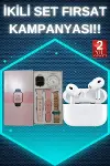 3 Kordonlu Pembe Amoled Ekran Akıllı Saat ve Yeni Nesil Pro Kablosuz Bluetooth Kulaklık ANC/ENC-2