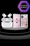 3 Kordonlu Pembe Amoled Ekran Akıllı Saat ve Yeni Nesil Pro Kablosuz Bluetooth Kulaklık ANC/ENC-3