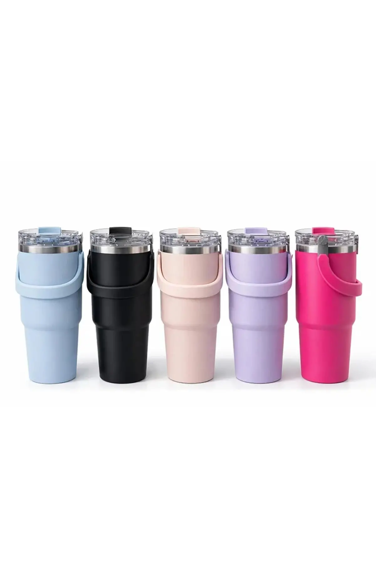 900 Ml Taşıma Kulplu Paslanmaz Çelik Termos Mug - Vakumlu Isı Yalıtımlı Bardak Alk4631
