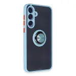 Samsung Galaxy A25 5g Kılıf Montreal Yüzüklü Silikon Kapak - Buz Mavi-2