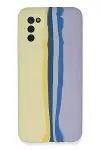 Samsung Galaxy A03S Kılıf Ebruli Lansman Silikon - Sarı-Lila-1
