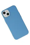 Apple iPhone 14 Kılıf Nano içi Kadife Silikon - Mavi-3