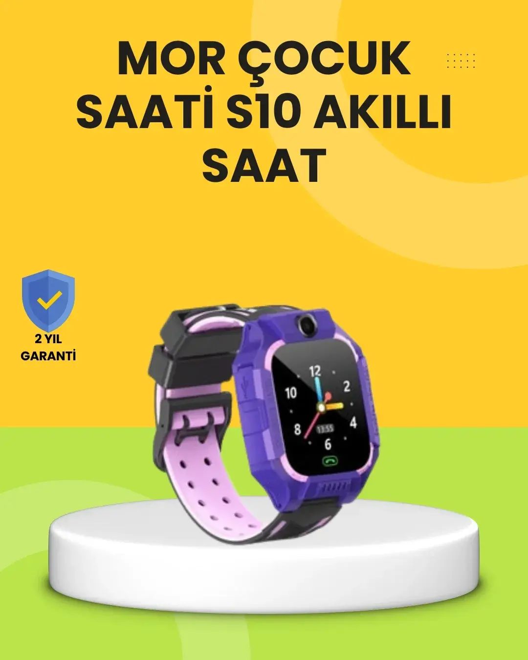 S10 Akıllı Çocuk Saati Mor Tasarım Adımsayar ve Alarm Fonksiyonlu