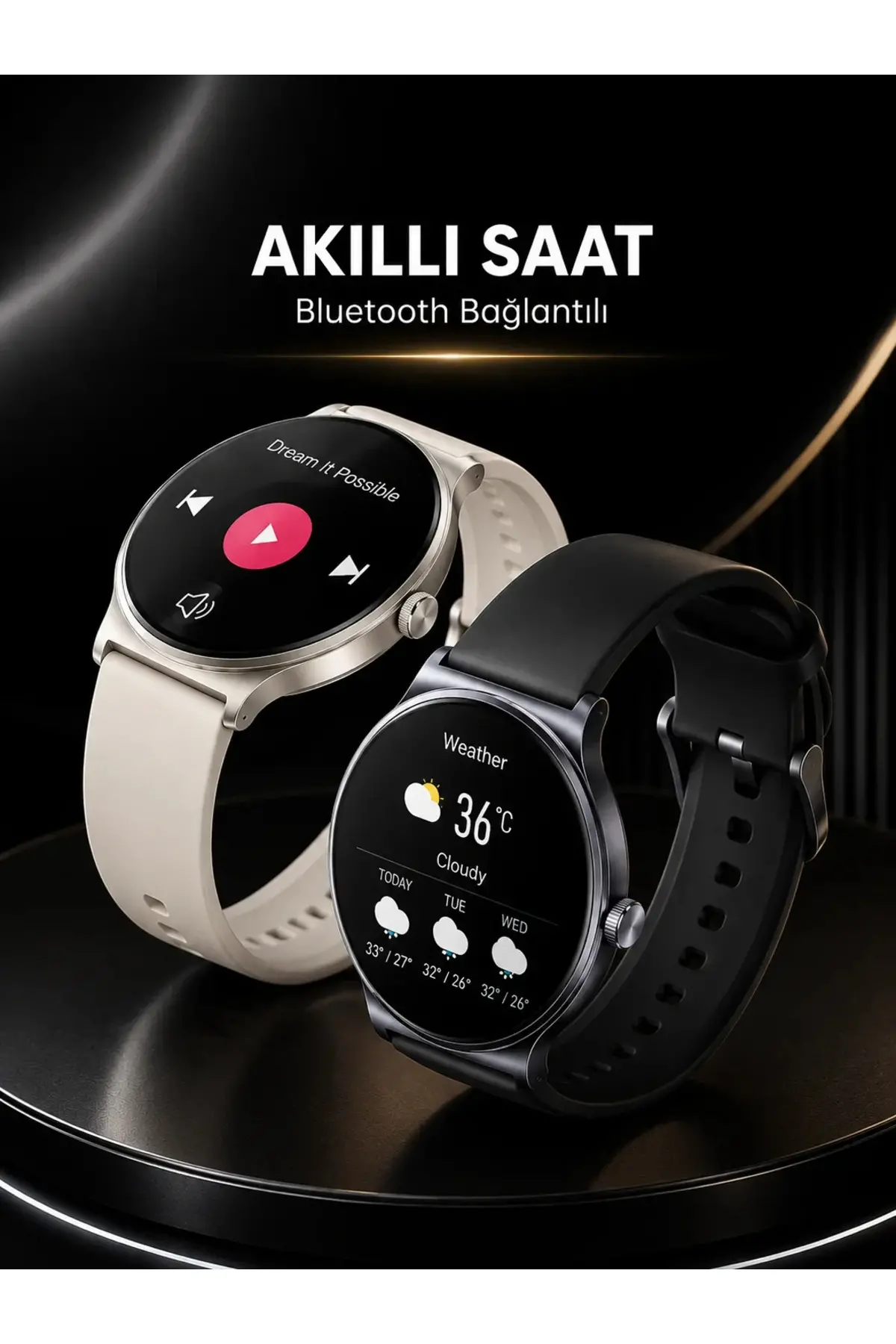 Akıllı Saat Sesli Görüşme Bluetooth Bağlantılı 3 Kordonlu