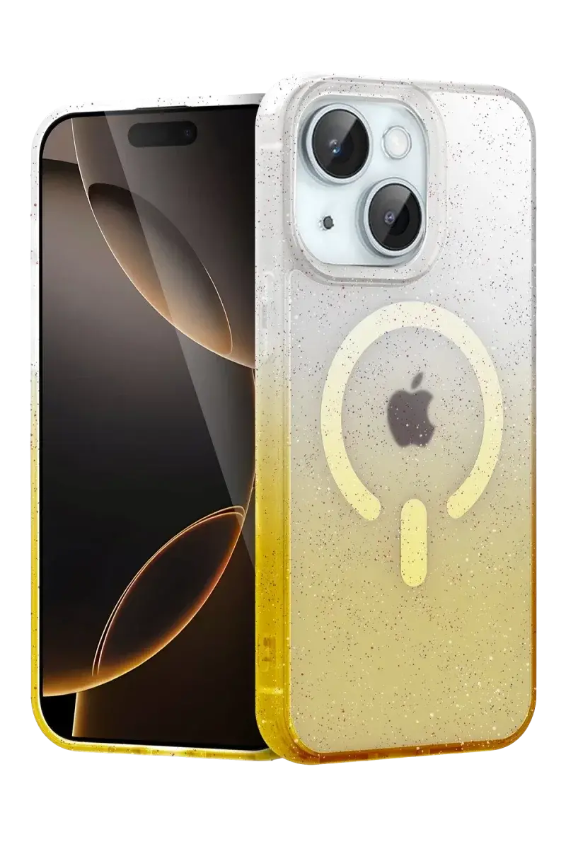 Apple iPhone 14 Pummel Shiny Magsafe Kapak - Gold