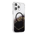 Onegif Apple İphone 14 Pro Max Lotus Simli Magsafe Kapak - Siyah-2