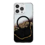 Onegif Apple İphone 14 Pro Max Lotus Simli Magsafe Kapak - Siyah-3