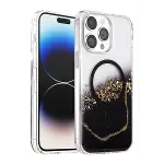 Onegif Apple İphone 14 Pro Max Lotus Simli Magsafe Kapak - Siyah-1
