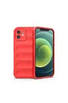 Apple İphone 12 Kılıf Optimum Silikon - Kırmızı-1