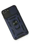 Apple iPhone 7 Plus Kılıf Pars Lens Yüzüklü Silikon - Lacivert-3