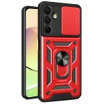 Samsung Galaxy A36 Kılıf Pars Lens Yüzüklü Silikon - Kırmızı-1
