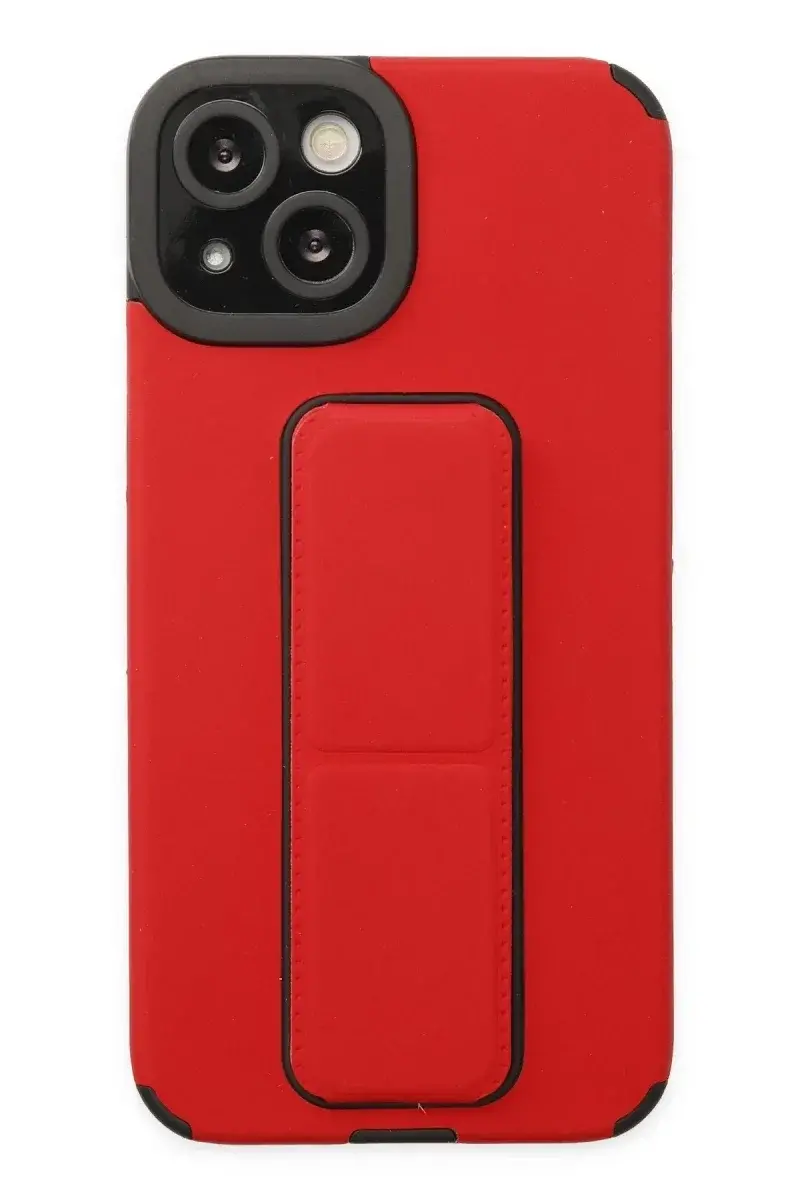 Apple iPhone 14 Plus Kılıf Mega Standlı Silikon - Kırmızı