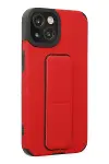 Apple iPhone 14 Plus Kılıf Mega Standlı Silikon - Kırmızı-2