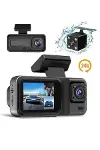 1080P 3 Lensli WİFİ Araç İçi Kameralı Ekran DVR Kaydedici Gece Görüşlü-1