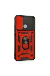 Realme C11 2021 Kılıf Pars Lens Yüzüklü Silikon - Kırmızı-3
