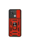 Realme C11 2021 Kılıf Pars Lens Yüzüklü Silikon - Kırmızı-1