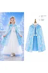 Kar Tanesi Desenli Mavi Elsa Pelerini - Astarlı Frozen Pelerini 85 Cm-2