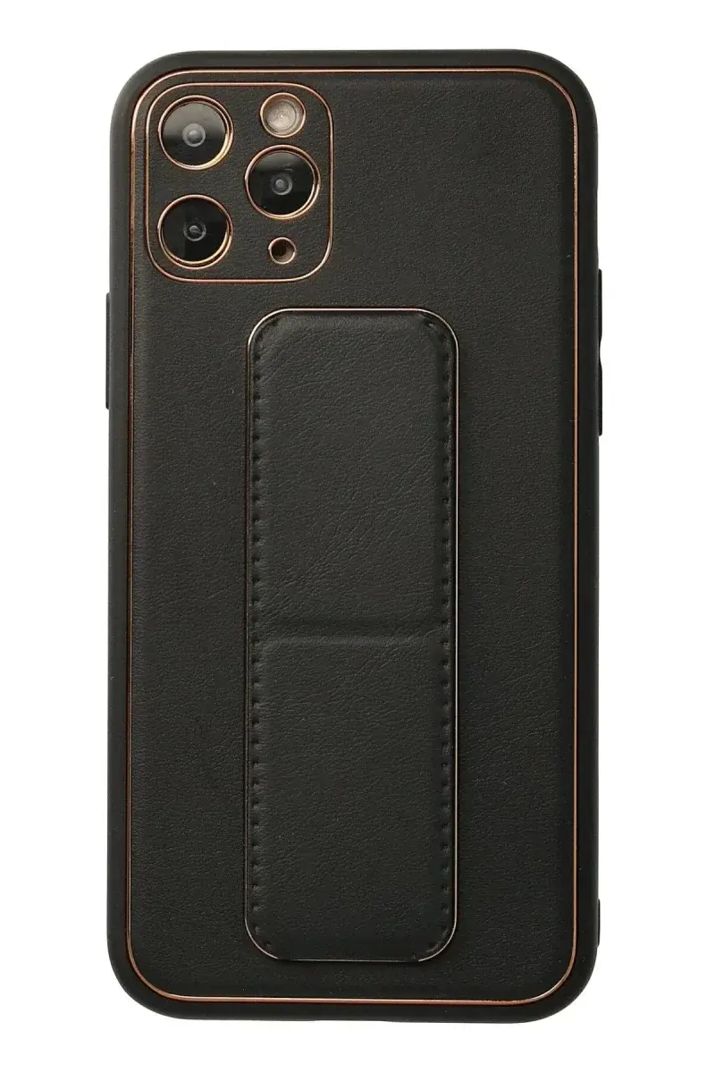 Apple iPhone 11 Pro Kılıf Coco Deri Standlı Kapak - Siyah